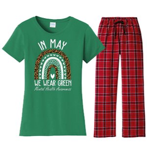 In May We Wear Green Mental Health Awareness Rainbow Women's Flannel Pajama Set