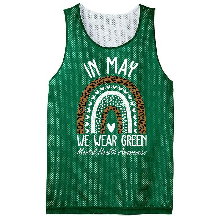 In May We Wear Green Mental Health Awareness Rainbow Mesh Reversible Basketball Jersey Tank