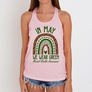 In May We Wear Green Mental Health Awareness Rainbow Women's Knotted Racerback Tank