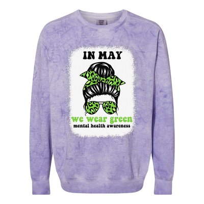 in may we wear green mental health awareness Colorblast Crewneck Sweatshirt