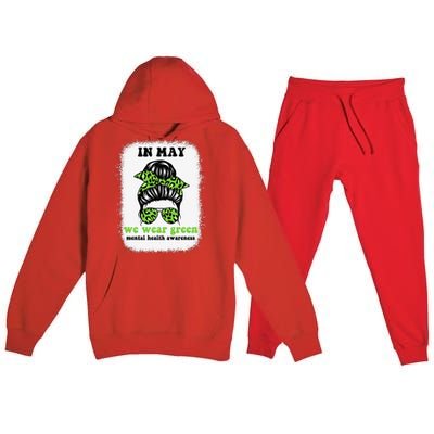 in may we wear green mental health awareness Premium Hooded Sweatsuit Set