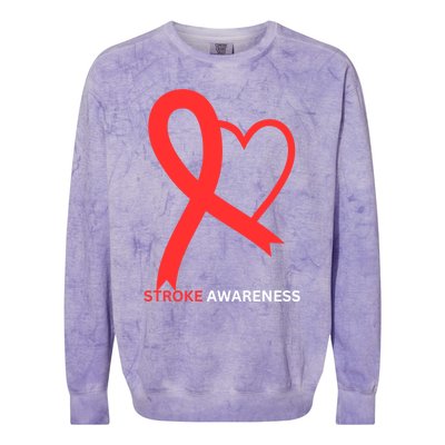 In May We Wear Red Stroke Awareness Month 2024 Gift Colorblast Crewneck Sweatshirt