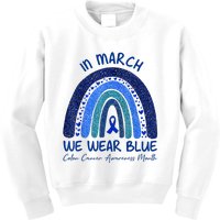 In March We Wear Blue Colon Cancer Awareness Month Kids Sweatshirt