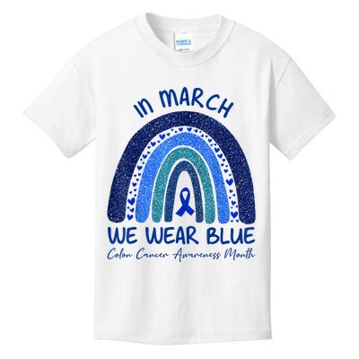 In March We Wear Blue Colon Cancer Awareness Month Kids T-Shirt