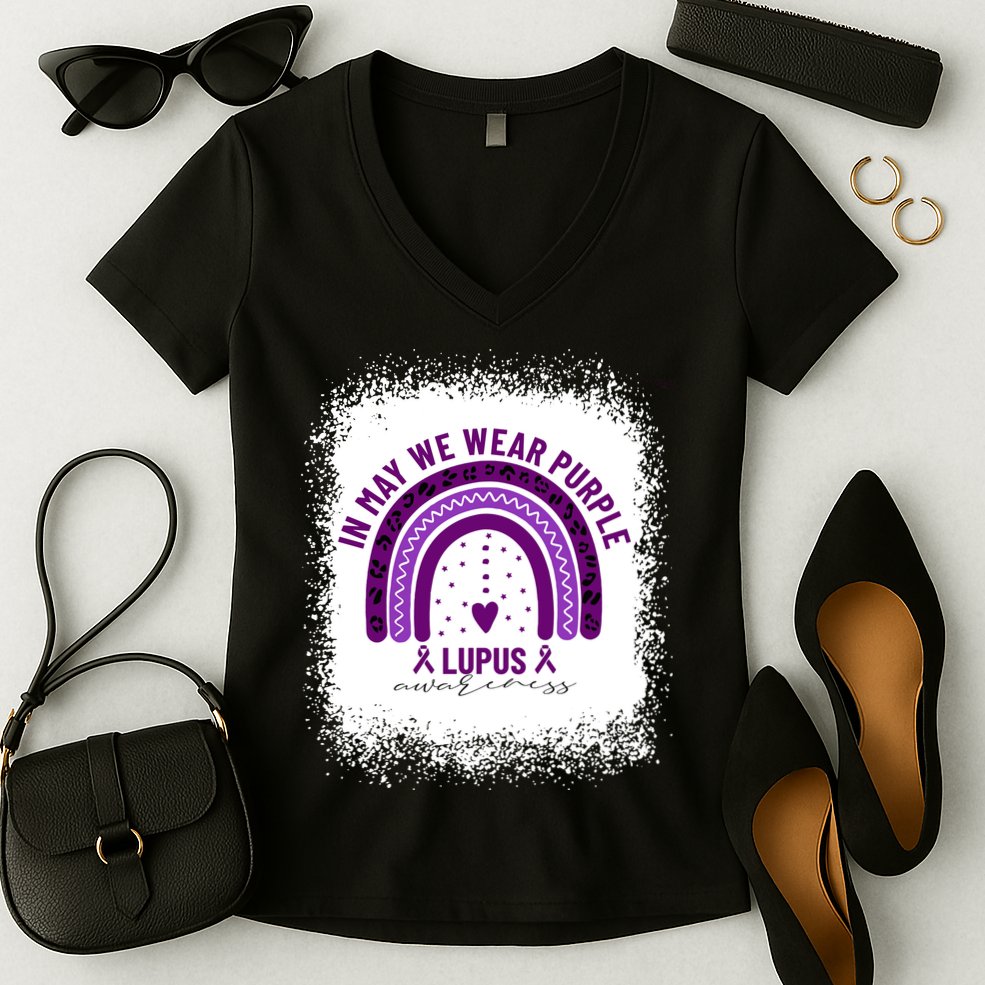 I May We Wear Purple Lupus Awareness Women's V-Neck T-Shirt