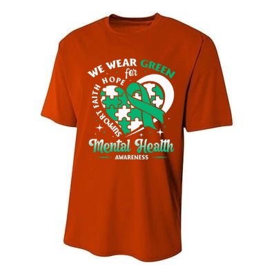 In May We Wear Green For Mental Health Awareness Month Performance Sprint T-Shirt