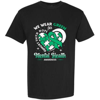 In May We Wear Green For Mental Health Awareness Month Garment-Dyed Heavyweight T-Shirt