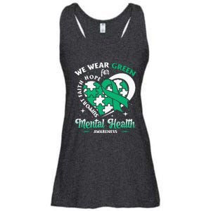 In May We Wear Green For Mental Health Awareness Month Ladies Essential Flowy Tank