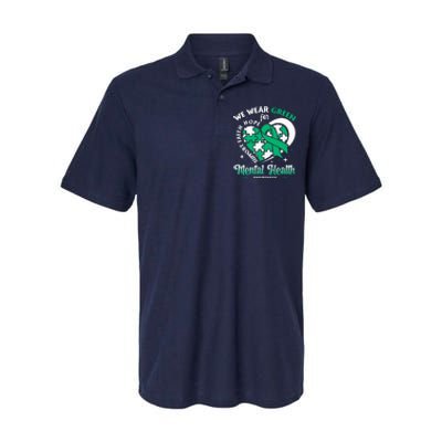 In May We Wear Green For Mental Health Awareness Month Softstyle Adult Sport Polo