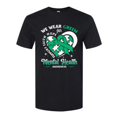 In May We Wear Green For Mental Health Awareness Month Softstyle CVC T-Shirt