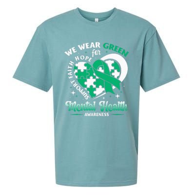 In May We Wear Green For Mental Health Awareness Month Sueded Cloud Jersey T-Shirt