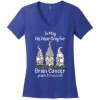 In May We Wear Gray For Brain Cancer Awareness Cute Gift Women's V-Neck T-Shirt