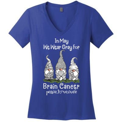 In May We Wear Gray For Brain Cancer Awareness Cute Gift Women's V-Neck T-Shirt