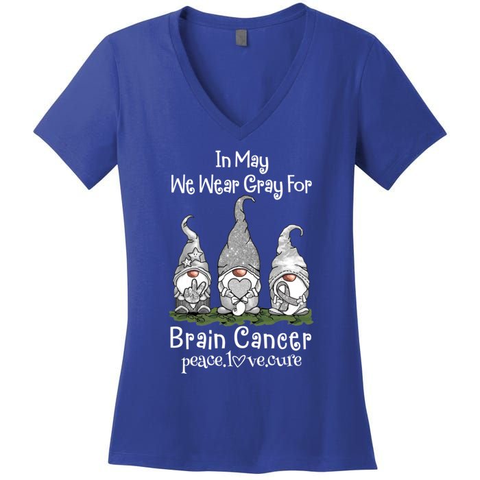 In May We Wear Gray For Brain Cancer Awareness Cute Gift Women's V-Neck T-Shirt