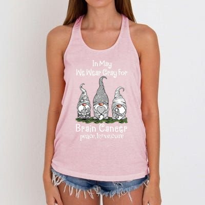 In May We Wear Gray For Brain Cancer Awareness Cute Gift Women's Knotted Racerback Tank