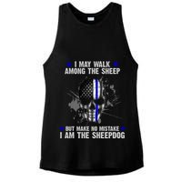 I May Walk Among The Sheep Make No Mistake I'm The Sheepdog Ladies PosiCharge Tri-Blend Wicking Tank