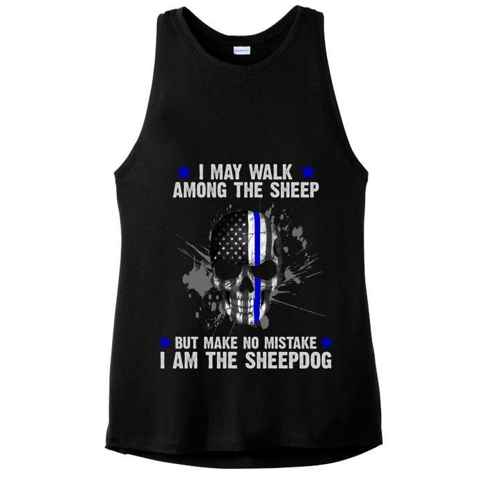 I May Walk Among The Sheep Make No Mistake I'm The Sheepdog Ladies PosiCharge Tri-Blend Wicking Tank