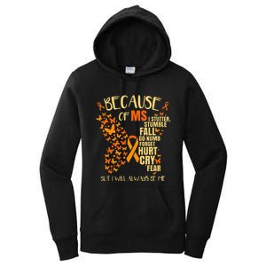 In March We Wear Orange Ribbon MS Warrior Multiple Sclerosis Women's Pullover Hoodie