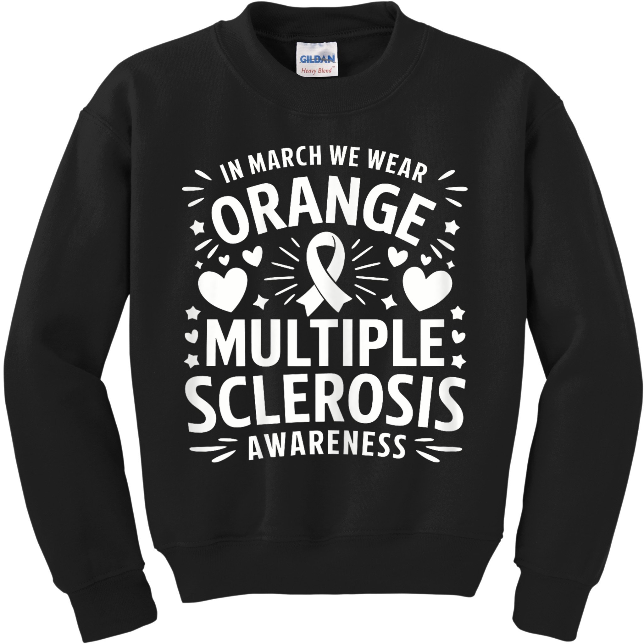 In March We Wear Orange For Multiple Sclerosis Awareness Kids Sweatshirt