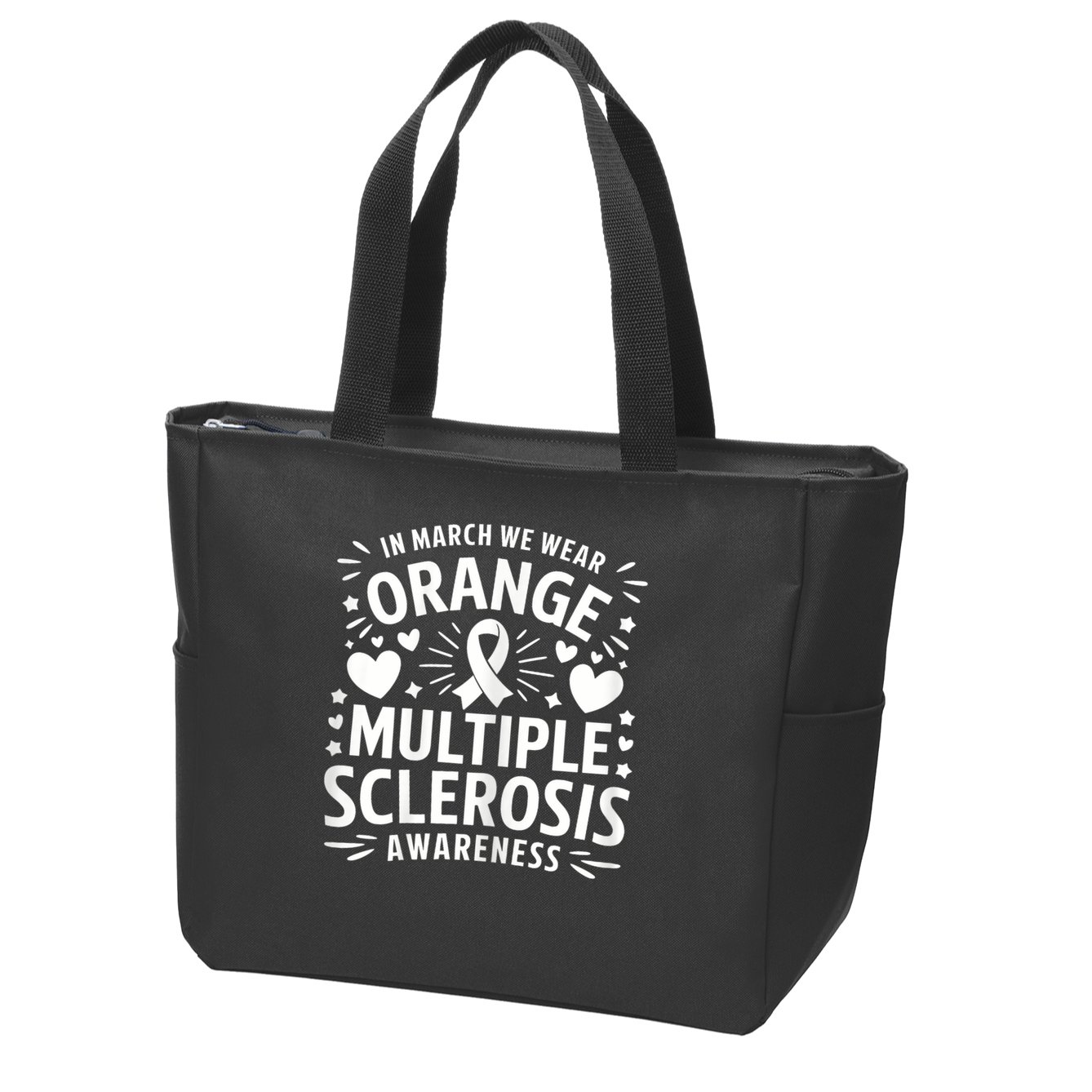 In March We Wear Orange For Multiple Sclerosis Awareness Zip Tote Bag