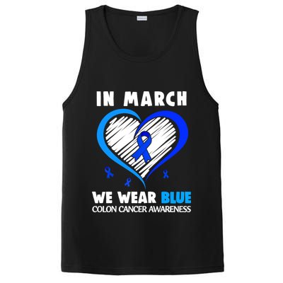In March We Wear Blue For Colon Cancer Awareness Blue Heart PosiCharge Competitor Tank