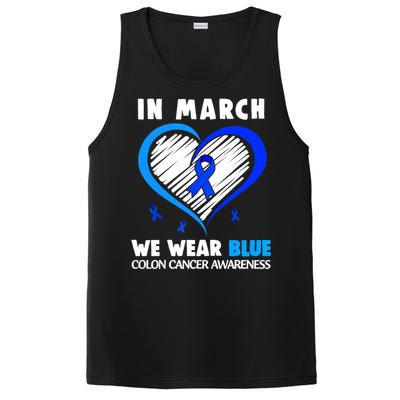 In March We Wear Blue For Colon Cancer Awareness Blue Heart PosiCharge Competitor Tank