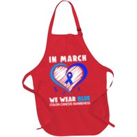 In March We Wear Blue For Colon Cancer Awareness Blue Heart Apron