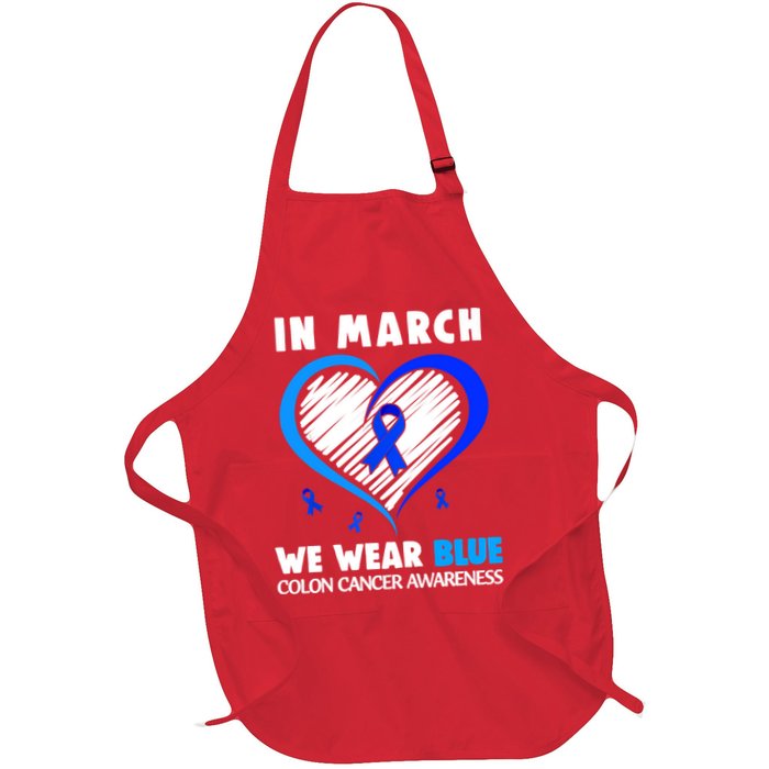 In March We Wear Blue For Colon Cancer Awareness Blue Heart Apron
