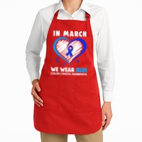 In March We Wear Blue For Colon Cancer Awareness Blue Heart Apron