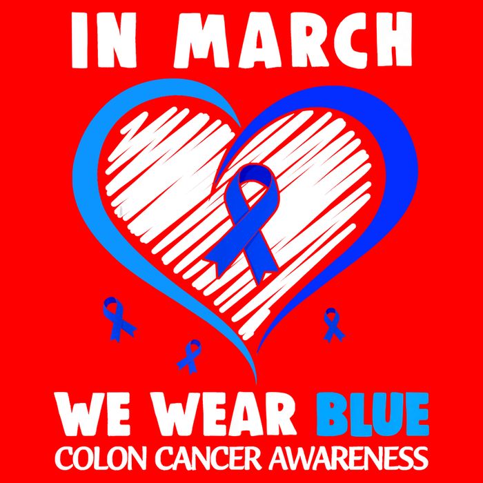 In March We Wear Blue For Colon Cancer Awareness Blue Heart Flatbill Hat