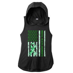 In May We Wear Green Mental Health Awareness Month Ladies PosiCharge Tri-Blend Wicking Draft Hoodie Tank