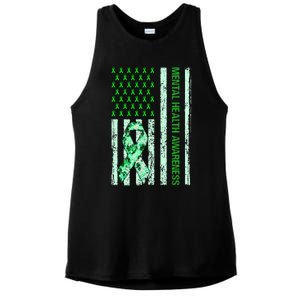 In May We Wear Green Mental Health Awareness Month Ladies PosiCharge Tri-Blend Wicking Tank