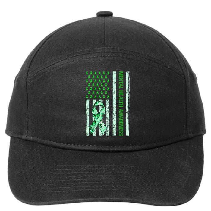 In May We Wear Green Mental Health Awareness Month 7-Panel Snapback Hat