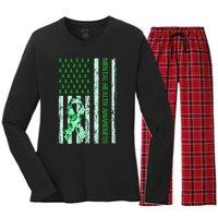 In May We Wear Green Mental Health Awareness Month Women's Long Sleeve Flannel Pajama Set 