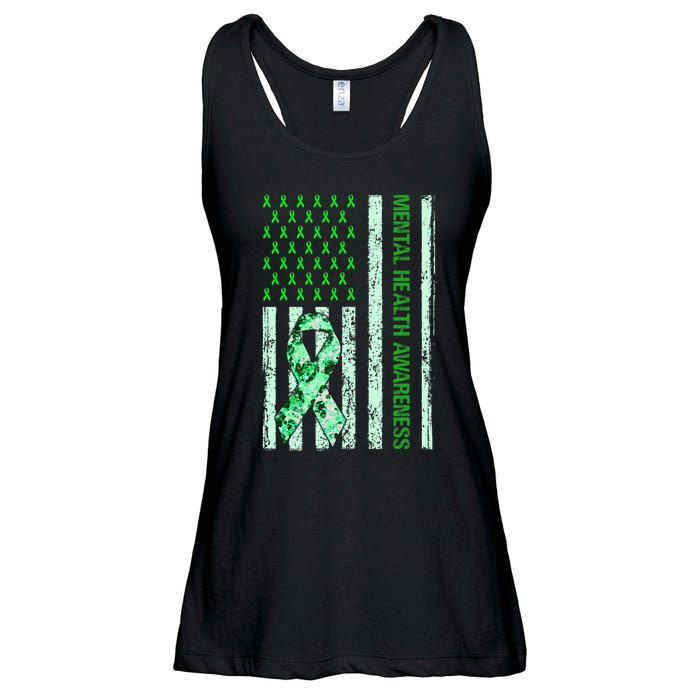 In May We Wear Green Mental Health Awareness Month Ladies Essential Flowy Tank