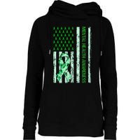 In May We Wear Green Mental Health Awareness Month Womens Funnel Neck Pullover Hood