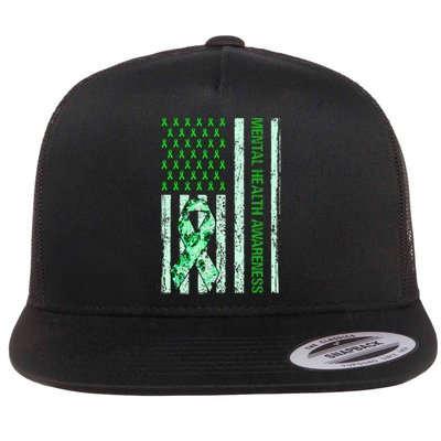 In May We Wear Green Mental Health Awareness Month Flat Bill Trucker Hat