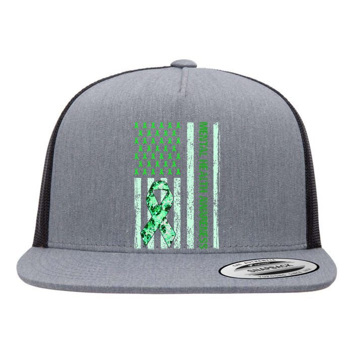 In May We Wear Green Mental Health Awareness Month Flat Bill Trucker Hat