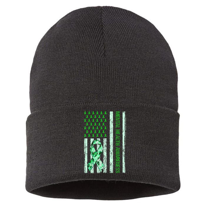 In May We Wear Green Mental Health Awareness Month Sustainable Knit Beanie