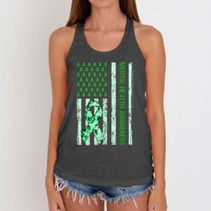 In May We Wear Green Mental Health Awareness Month Women's Knotted Racerback Tank