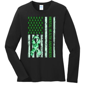 In May We Wear Green Mental Health Awareness Month Ladies Long Sleeve Shirt