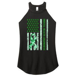 In May We Wear Green Mental Health Awareness Month Women's Perfect Tri Rocker Tank