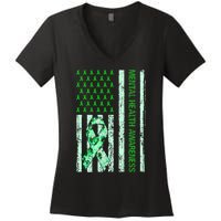 In May We Wear Green Mental Health Awareness Month Women's V-Neck T-Shirt