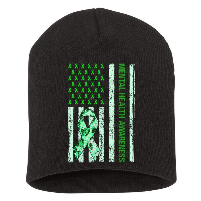 In May We Wear Green Mental Health Awareness Month Short Acrylic Beanie