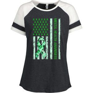 In May We Wear Green Mental Health Awareness Month Enza Ladies Jersey Colorblock Tee