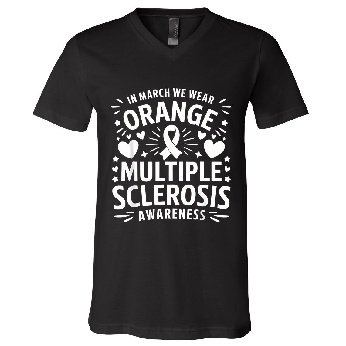 In March We Wear Orange For Multiple Sclerosis Awareness V-Neck T-Shirt