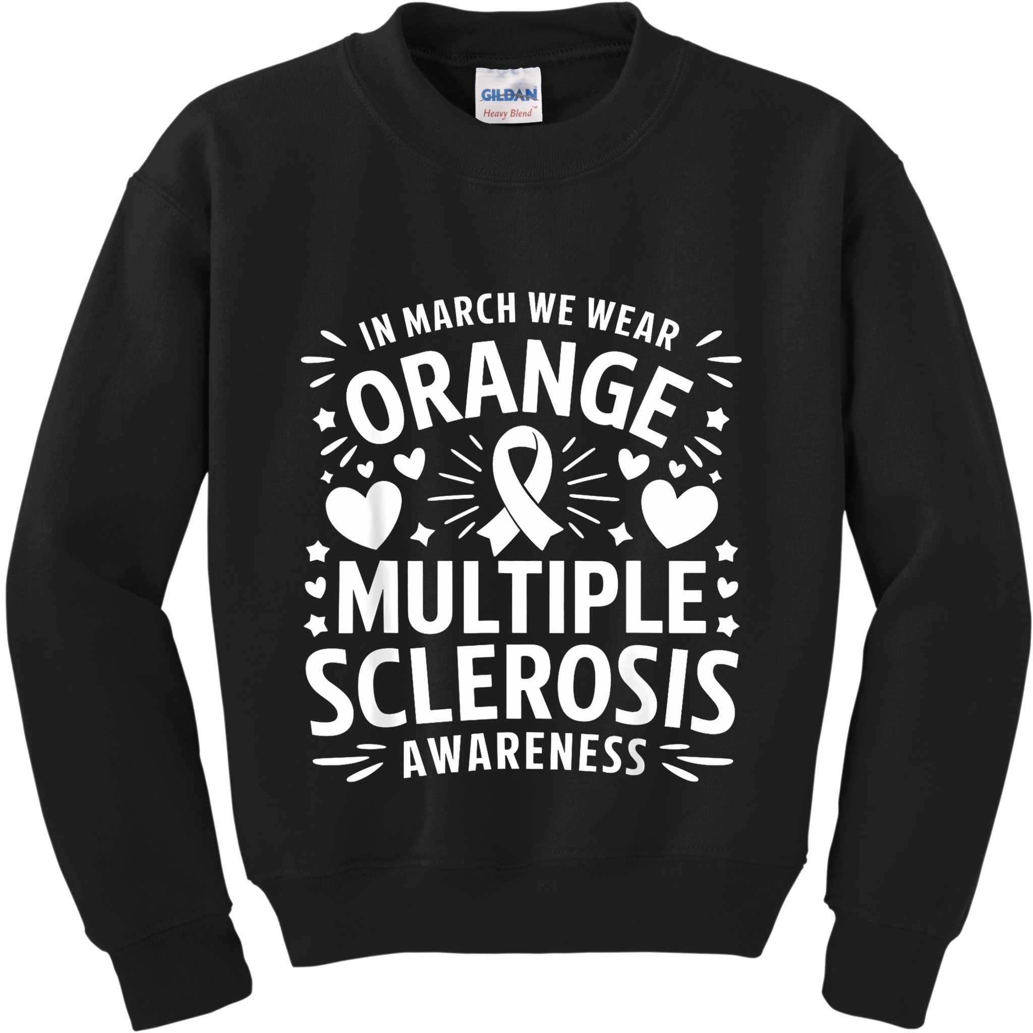 In March We Wear Orange For Multiple Sclerosis Awareness Kids Sweatshirt