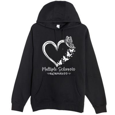 In March We Wear Orange Ribbon Ms Warrior Multiple Sclerosis Gift Premium Pullover Hoodie