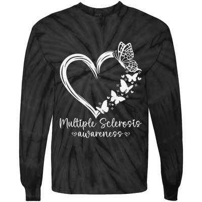 In March We Wear Orange Ribbon Ms Warrior Multiple Sclerosis Gift Tie-Dye Long Sleeve Shirt
