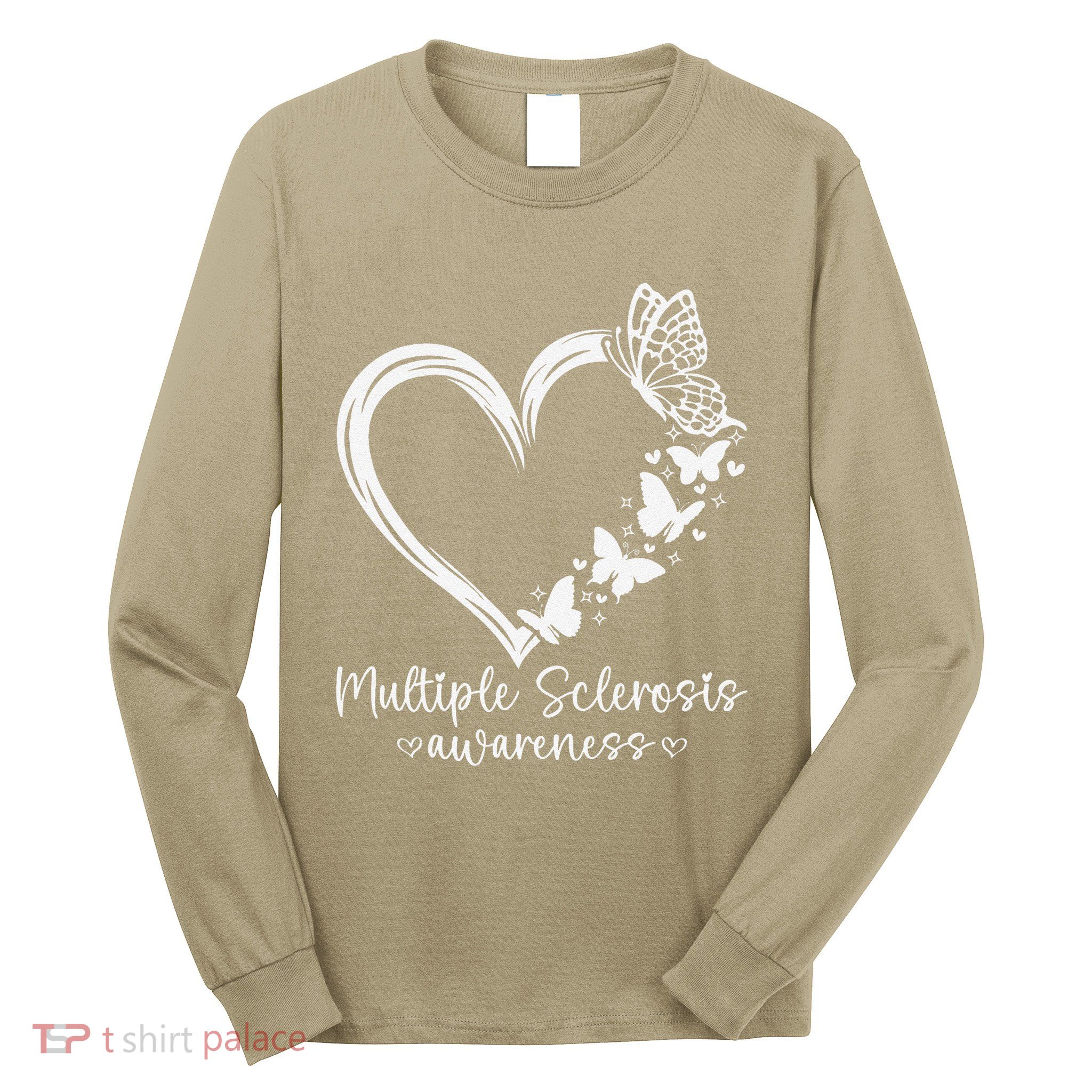 In March We Wear Orange Ribbon Ms Warrior Multiple Sclerosis Gift Long Sleeve Shirt